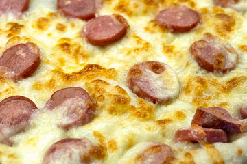 Pizza with Frankfurt sausage