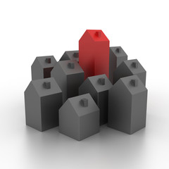 House choice and real estate concepts, original 3d rendering