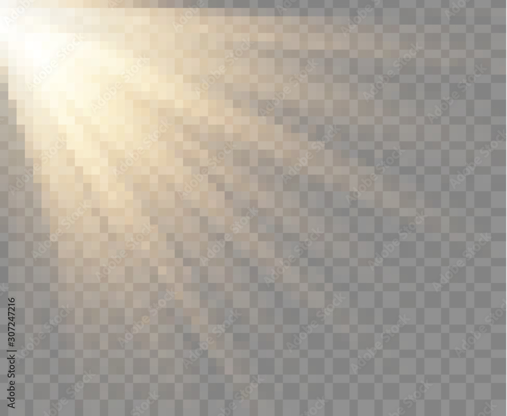 Wall mural spotlight isolated on transparent background. vector warm light effect