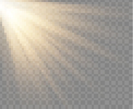 Spotlight isolated on transparent background.  Vector warm light effect