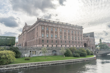 Fototapeta na wymiar Stockholm Riksdagshuset Swedish Parliament House on Gamla Stan Stockholm, Sweden.