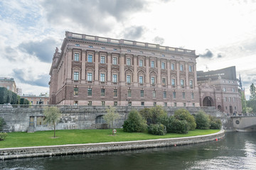 Fototapeta premium Helgeandsholmen and the Swedish Riksdag Building in Stockholm, Sweden.