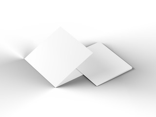 Brochure in square format folded to two - mockup. 3d illustration
