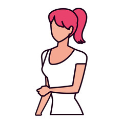 young woman on white background