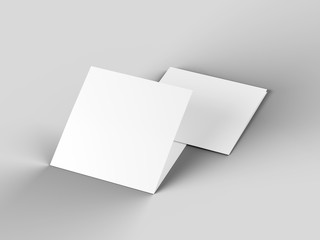 Brochure in square format folded to two - mockup. 3d illustration