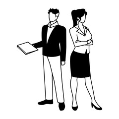 business couple standing on white background