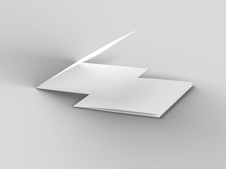 Brochure in square format folded to two - mockup. 3d illustration