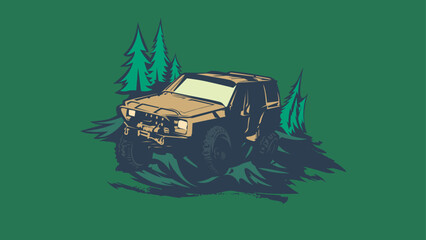 Off-road car logo, safari suv, expedition offroader. © aji