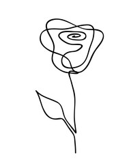 Vector illustration of one line drawing abstract rose. Hand drawn modern minimalistic design for creative logo, icon or emblem