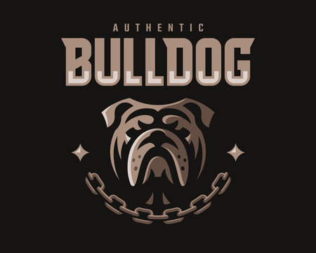 Bulldog modern mascot logo. Dog emblem design editable for your business. Vector illustration.
