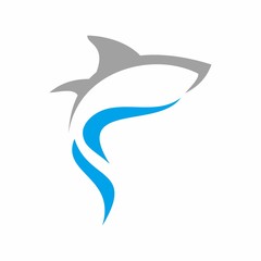 Shark fish logo design template vector illustration 