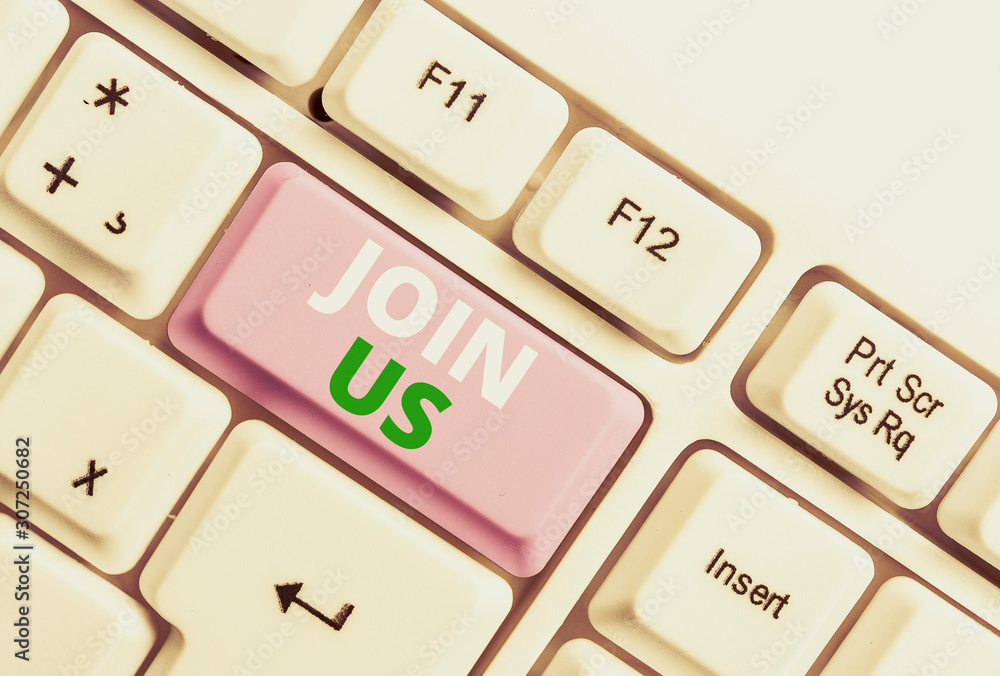 Poster text sign showing join us. business photo text register in community team or blog sign up at social 