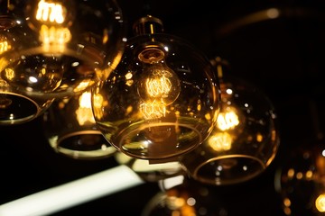 Decorative mason jar style yellow light bulbs
