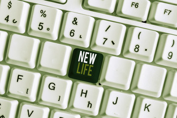 Handwriting text New Life. Conceptual photo start of change in the existence of an individual or...
