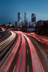 Fotobehang Highway and Madrid's four towers, Spain. © Jorge Argazkiak