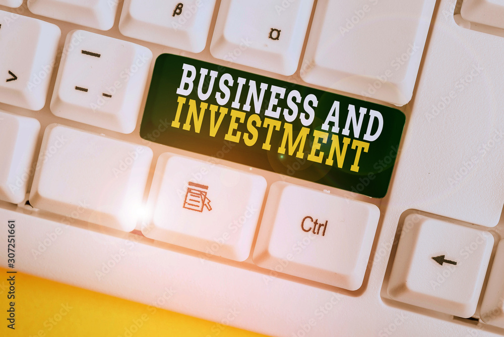 Poster writing note showing business and investment. business concept for putting your money in field to in