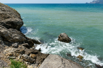 Rocks at the bottom of Alchak mountain in Sudak, Crimea.
