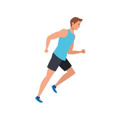 Fototapeta na wymiar young man athlete running avatar character vector illustration design