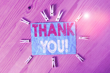 Word writing text Thank You. Business photo showcasing polite expression used when acknowledging...