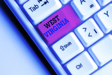 Word writing text West Virginia. Business photo showcasing United States of America State Travel...
