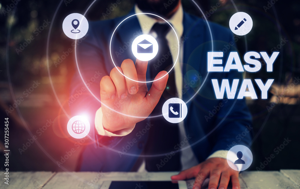 Poster text sign showing easy way. business photo showcasing making hard decision between two less and more