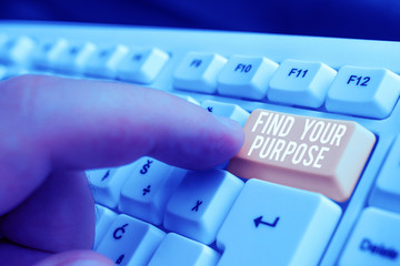 Word writing text Find Your Purpose question. Business photo showcasing reason for something is...