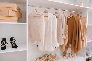 Wardrobe with stylish female clothes