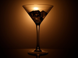 glass on black background