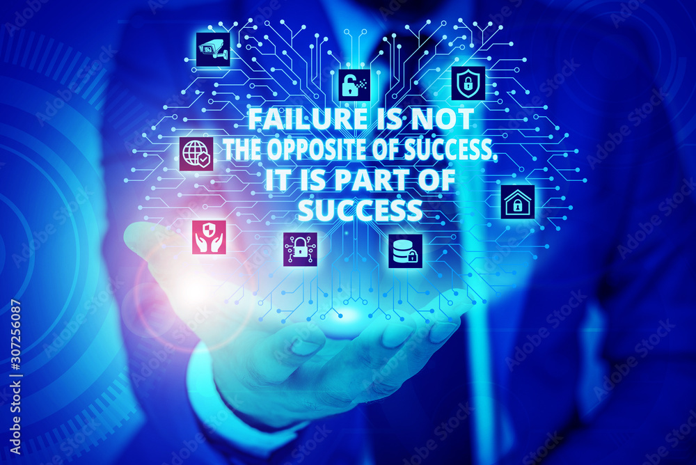 Poster conceptual hand writing showing failure is not the opposite of. concept meaning failure is not the o