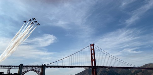 golden gate bridge with blue angels