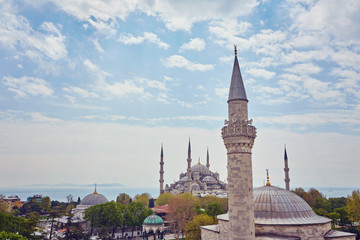 Fototapeta na wymiar Sultan Ahmed Mosque Blue mosque in Istanbul, Turkey