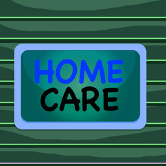 Conceptual hand writing showing Home Care. Concept meaning Place where showing can get the best service of comfort rendered Board rectangle white frame empty fixed color surface plank