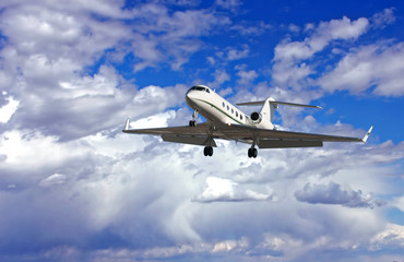 Fototapeta na wymiar A private jet takes off 