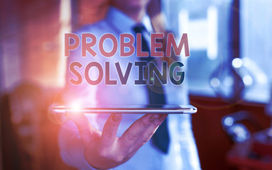 Writing note showing Problem Solving. Business concept for process of finding solutions to...