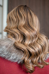 Woman with elegant hairstyle in retro style rear view