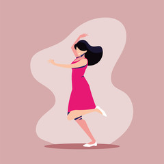 beautiful woman in pose of dancing, party, dancing club