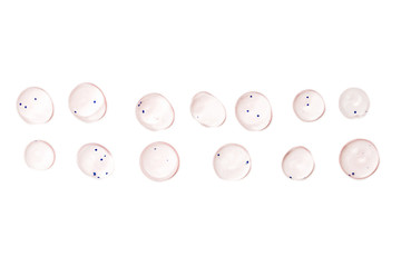 Hyaluronic acid drops isolated on white background.