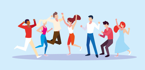 group of people with different poses