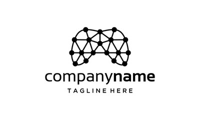 Fototapeta premium illustration logo from joystick with blockchain logo design concept
