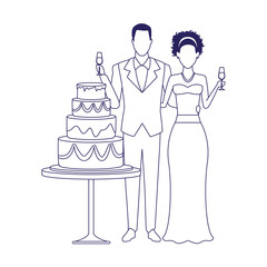 married couple and wedding cake icon