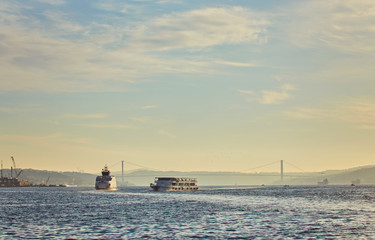 Bosphorus with a old town on a background