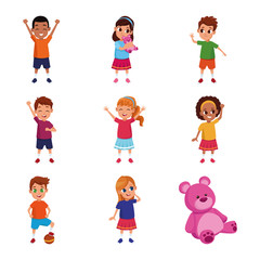 cartoon happy kids icon set, colorful design © Jemastock