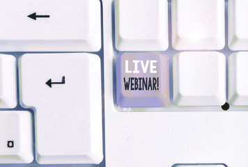 Text sign showing Live Webinar. Business photo showcasing presentation lecture or seminar...