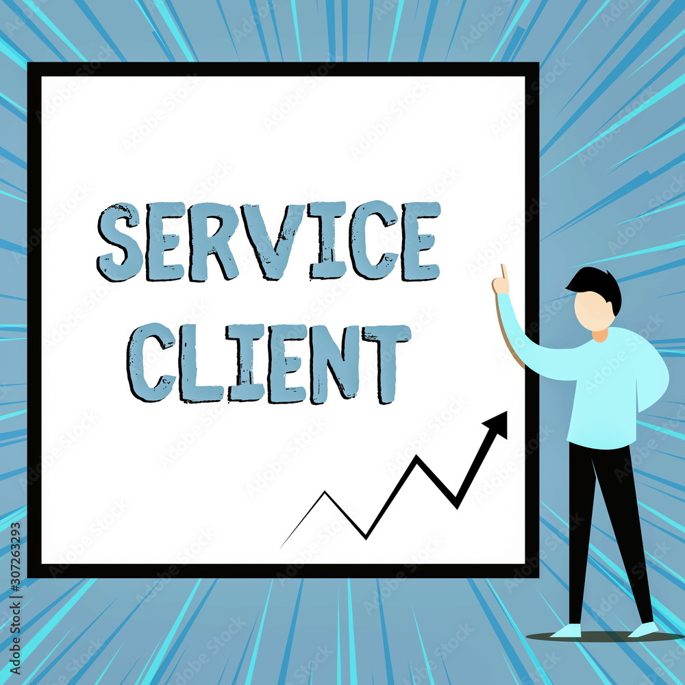 Poster word writing text service client. business photo showcasing dealing with customers satisfaction and 