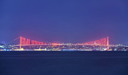 Bosporus Bridge at night in Istanbul