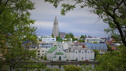 church in the village of reykjavik iceland