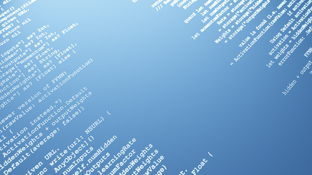 Abstract python code concept on a blue background with room for text