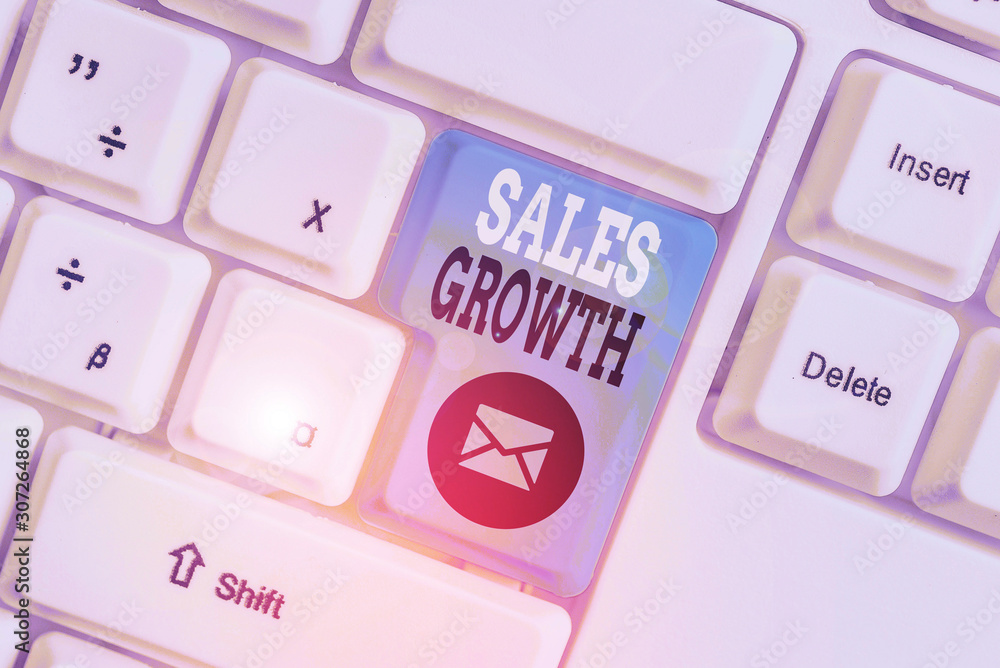 Poster conceptual hand writing showing sales growth. concept meaning ability to increase revenue over a fix
