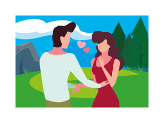 couple of people in love walking in park