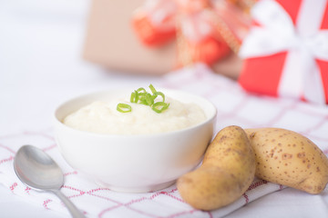 Mashed Potato style homemade food in winter